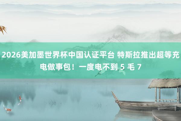 2026美加墨世界杯中國認證平臺 特斯拉推出超等充電做事包！一度電不到 5 毛 7