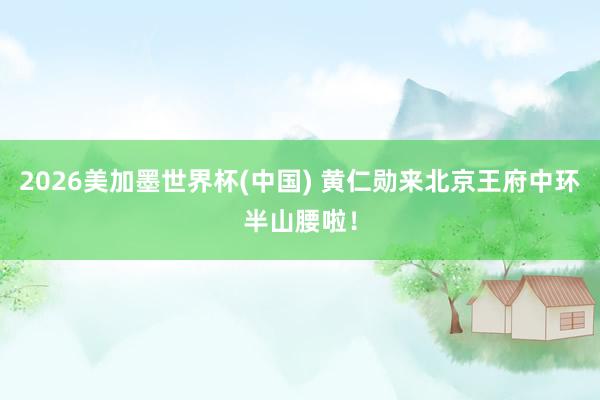 2026美加墨世界杯(中國) 黃仁勛來北京王府中環半山腰啦！