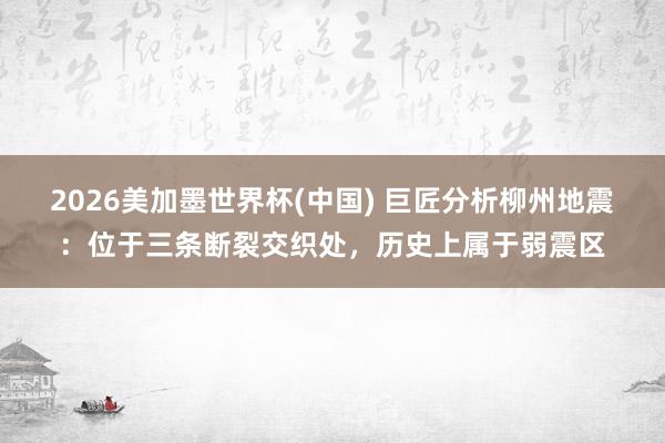 2026美加墨世界杯(中國) 巨匠分析柳州地震：位于三條斷裂交織處，歷史上屬于弱震區
