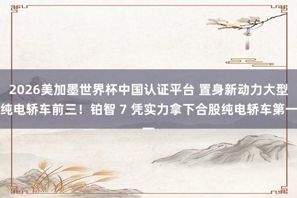 2026美加墨世界杯中國認證平臺 置身新動力大型純電轎車前三!鉑智 7 憑實力拿下合股純電轎車第一