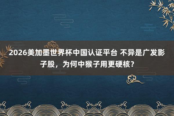 2026美加墨世界杯中國認(rèn)證平臺 不異是廣發(fā)影子股，為何中猴子用更硬核？